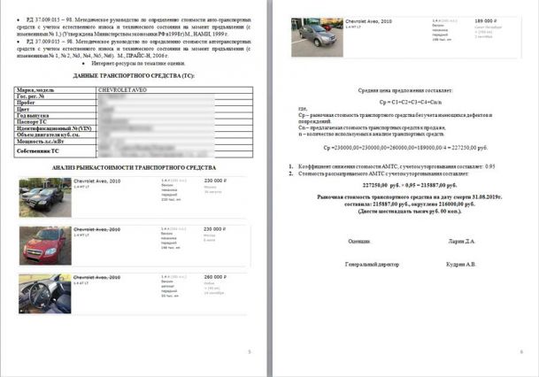 Отчет Определение рыночной стоимости автомобиля Chevrolet Aveo ч.3